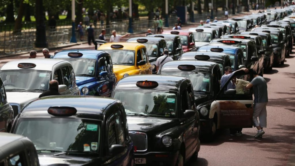 Uber was this week the subject of mass protests, with thousands of taxi drivers taking to the streets of London (above) and other European cities over an alleged lack of regulation in relation to the app. Photograph: Dan Kitwood/Getty Images