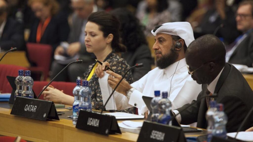 Delegates attend a roundtable discussion entitled “Ensuring policy coherence and an enabling environment at all levels for sustainable development”  at the Finance for Development conference in Addis Ababa. Photograph: AFP/Getty Images