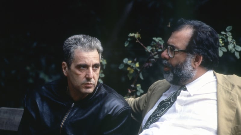 Al Pacino with Coppola on the set of The Godfather: Part III. Phototograph: Paramount Pictures/Sunset Boulevard/Corbis/ Getty Images)