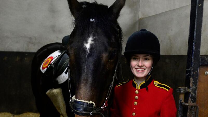Lauren Cosgrave with Franco at the Cherry Orchard Equine Centre, Ballyfermot. Photograph: Cyril Byrne