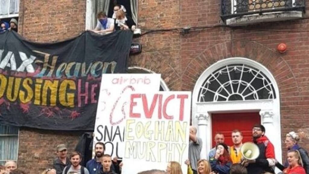 A file photograph of protesters at 41 Belvedere Place in Dublin. Photograph: Take Back the City