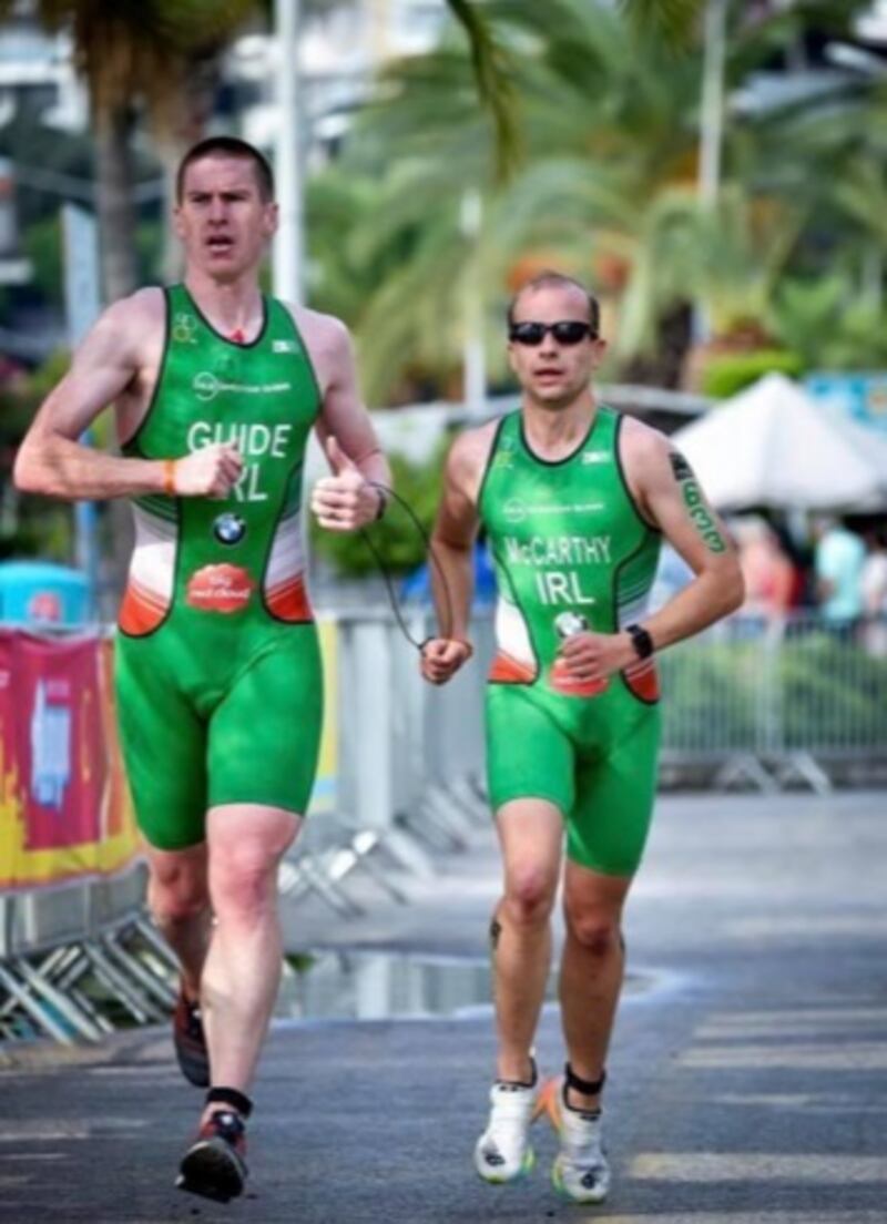 Donnacha McCarthy and Bryan McCrystal in Tokyo at a test event for the Paralympics in 2019.