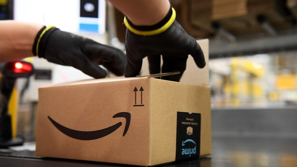 ‘We use a variety of modes of transport to distribute packages to customers through our European logistics network,’ an Amazon spokeswoman says. Photograph: Daniel Leal-Olivas/AFP via Getty Images