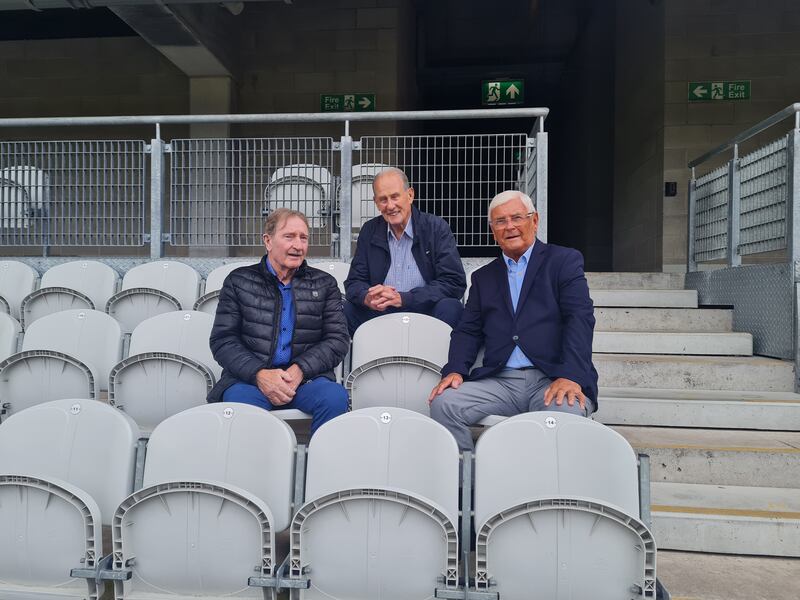 (From left) Gerald McCarthy, Justin McCarthy and Charlie McCarthy, stars of Cork's 1966 All-Ireland hurling triumph, met up this week.