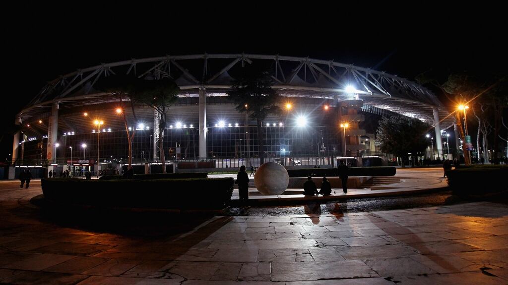 A general view of the Stadio Olimpico in Rome where Liverpool will play the second leg of their Champions League semi-final against Roma next Wednesday. Photograph: Paolo Bruno/Getty Images