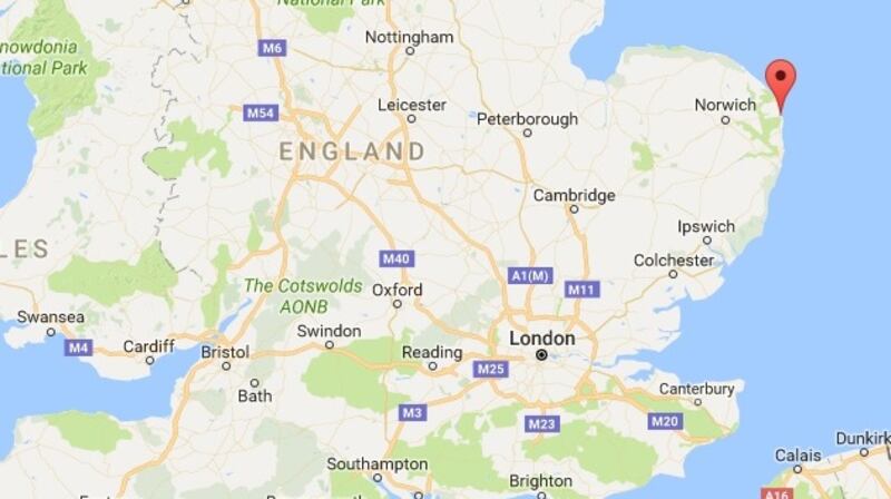 A number of holdalls were found at Hopton-on-Sea, and small packages were discovered at Caister-on-Sea. Photograph: Google maps