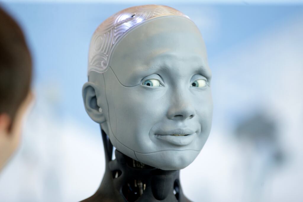 We might be speaking to human-shaped robots if AI entrepreneurs' visions come to fruition. Photograph: Johannes Simon/Getty