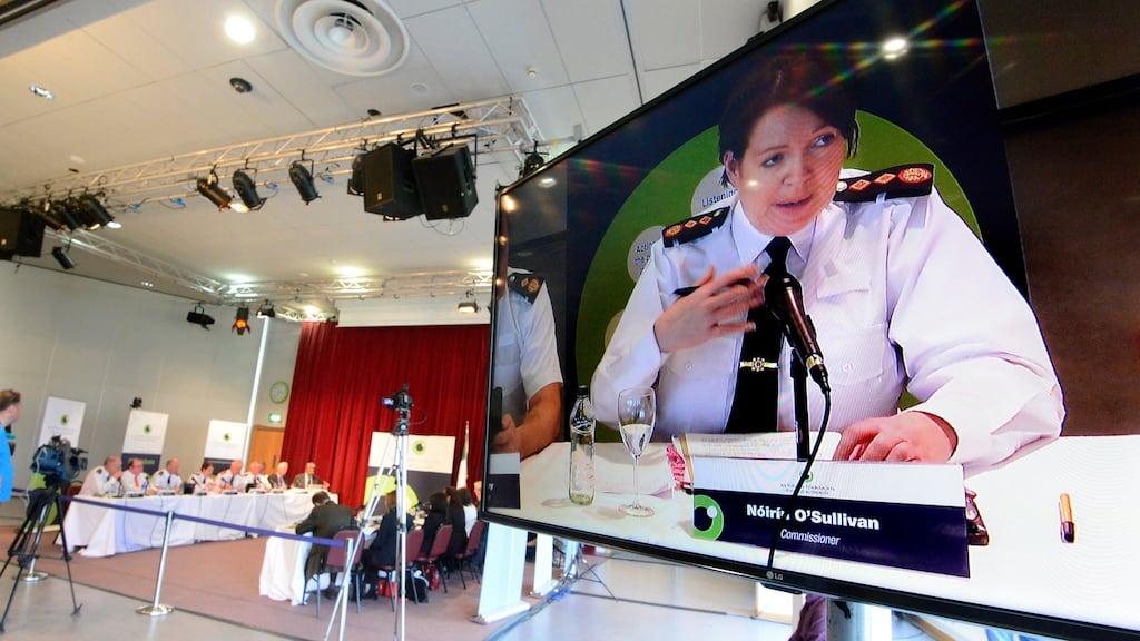 Garda Commissioner Nóirín O’ Sullivan speaking during the Policing Authority public meeting at Griffith College in Dublin. Photograph: Cyril Byrne