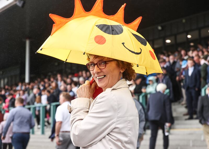 Marie Haberlin from Kilmacow, Kilkenny, came prepared for the Irish summer. Photograph: Tom Maher