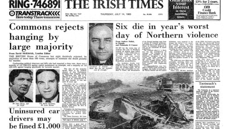 The Irish Times front page on July 14th, 1983.