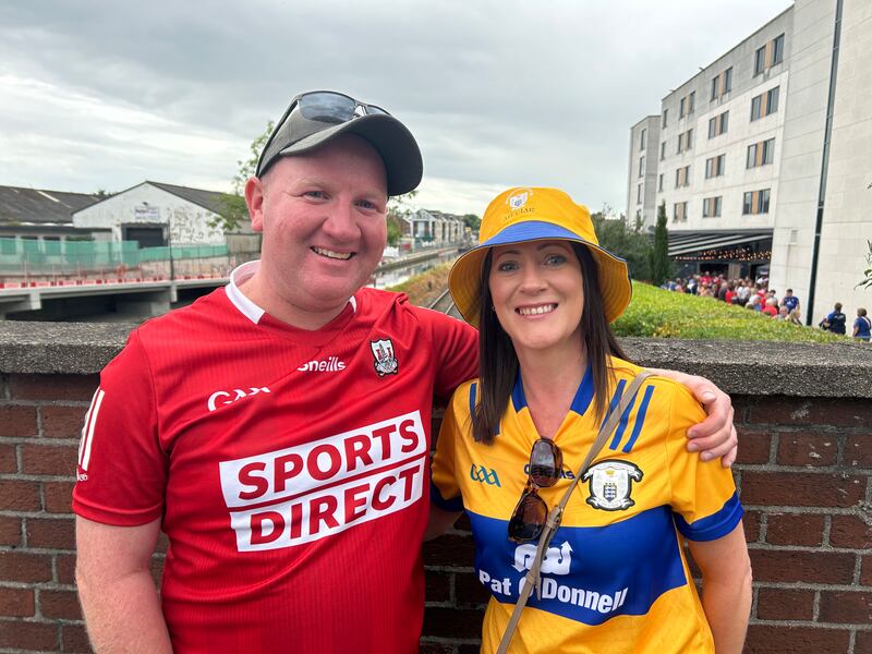 Clare fans Mossy Bunyan and Edel Casey after the All Ireland final