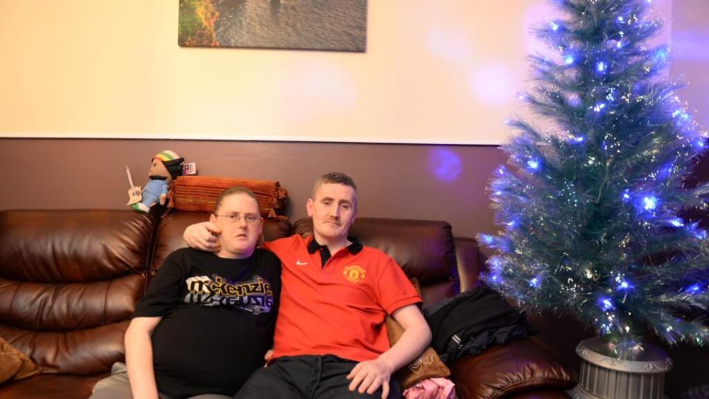 Jason O’Brien and Audrey Murphy, at home in Oliver Bond House, Dublin. Photograph: Dara Mac Dónaill