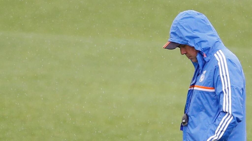 Real Madrid coach Carlo Ancelotti (above) can push his former club Juventus and disciple Antonio Conte closer to the Champions League exit door if they win in Turin tonight. Photograph: Juan Medina/Reuters