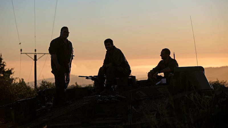Israeli soldiers are positioned near the northern Israeli settlement of Shtula along the border with Lebanon. Four rockets were fired from southern Lebanon towards Israel on Wednesday. Photograph: Jalaa Marey/AFP via Getty