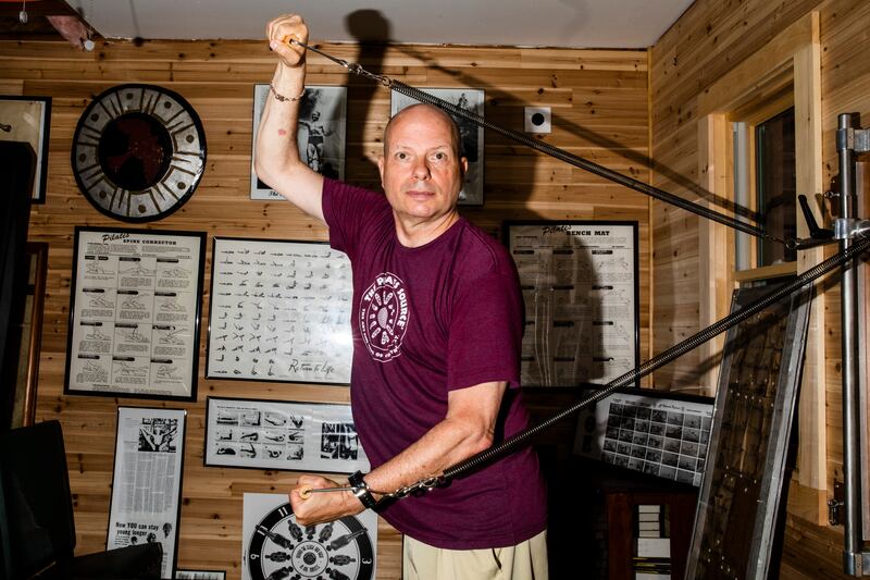 Sean Gallagher, who runs a Pilates teacher training program, at the studio on a Massachusetts property once owned by Joseph Pilates and his wife, Clara. Photograph: Lauren Lancaster/The New York Times
