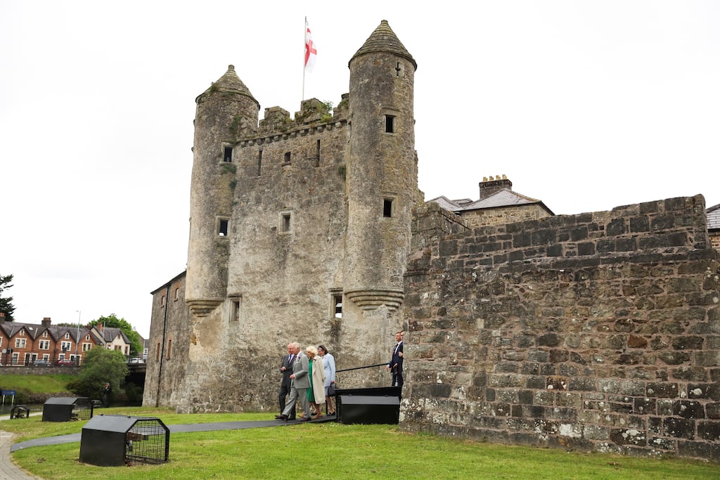 Britain's King Charles and Queen Camilla at Enniskillen Castle, May 25th, 2023. Photograph: Phil Noble/Pool/Getty