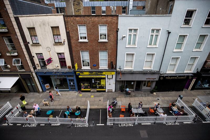 Pedestrianisation trials on Dublin's South Anne Street. Photograph: Tom Honan/The Irish Times