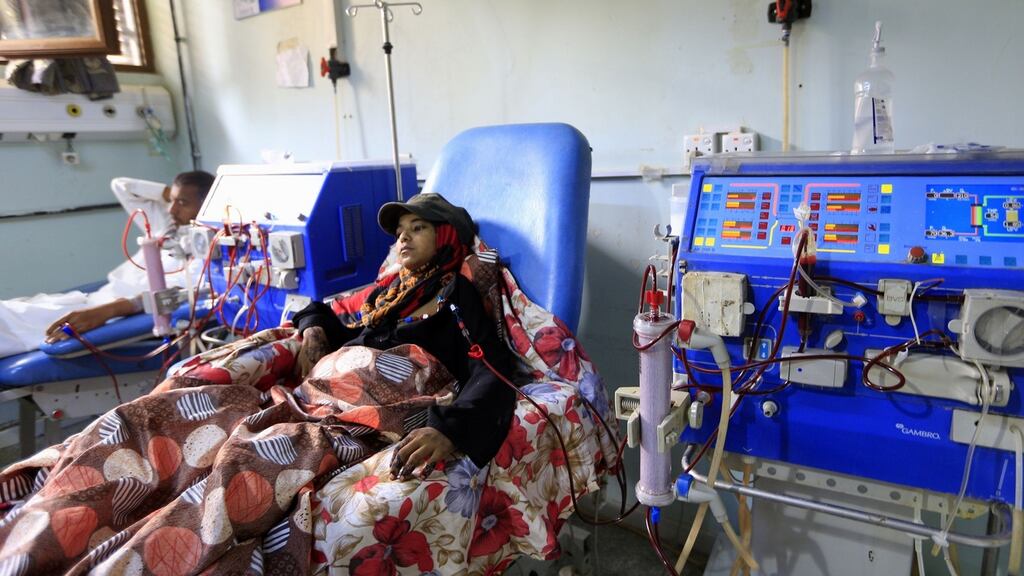 A Yemeni girl (C) suffering from kidney failure receives dialysis treatment in the capital Sanaa on August 28th. Photograph: Getty Images