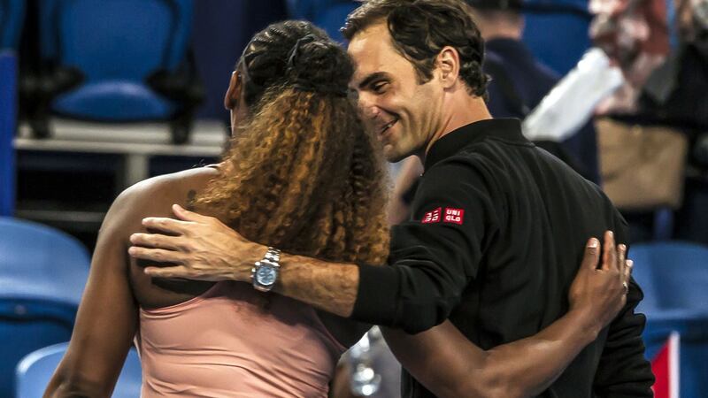 Serena Williams and Roger Federer aftre their historic meeting in the Hopman Cup. Photograph: Tony Ashby/AFP/Getty