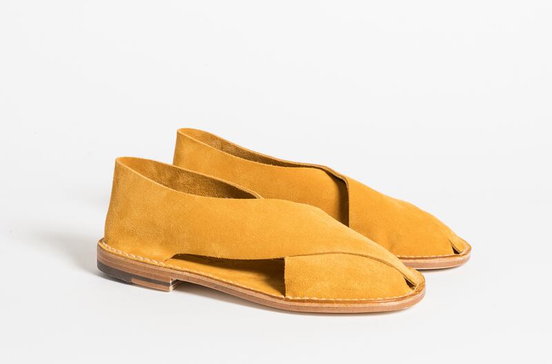 Saffron suede Biarritz sandals (jacquessoloviere.com, €235)