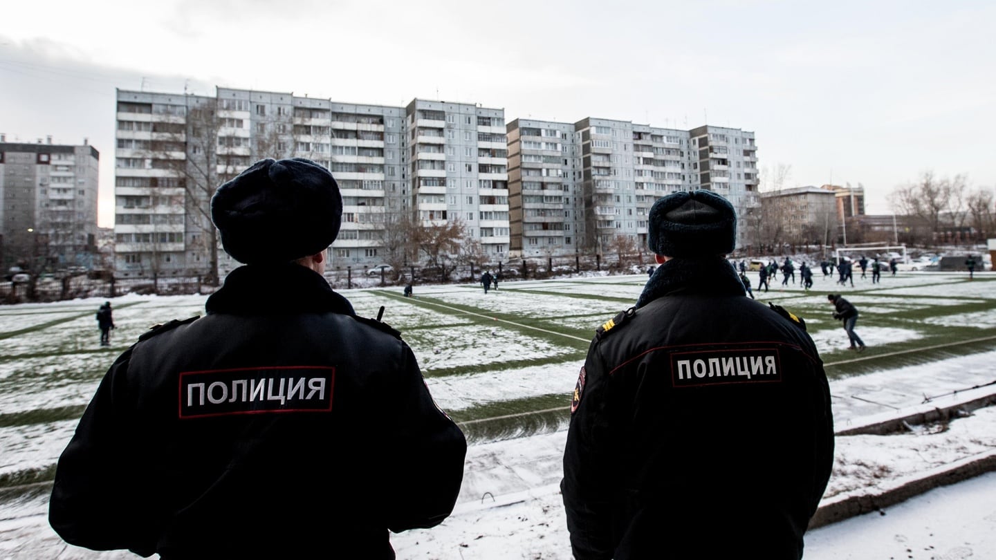 Connacht training at Enisei-STM Stadium, Krasnoyarsk, Russia as as local police watch. Photograph: Inpho