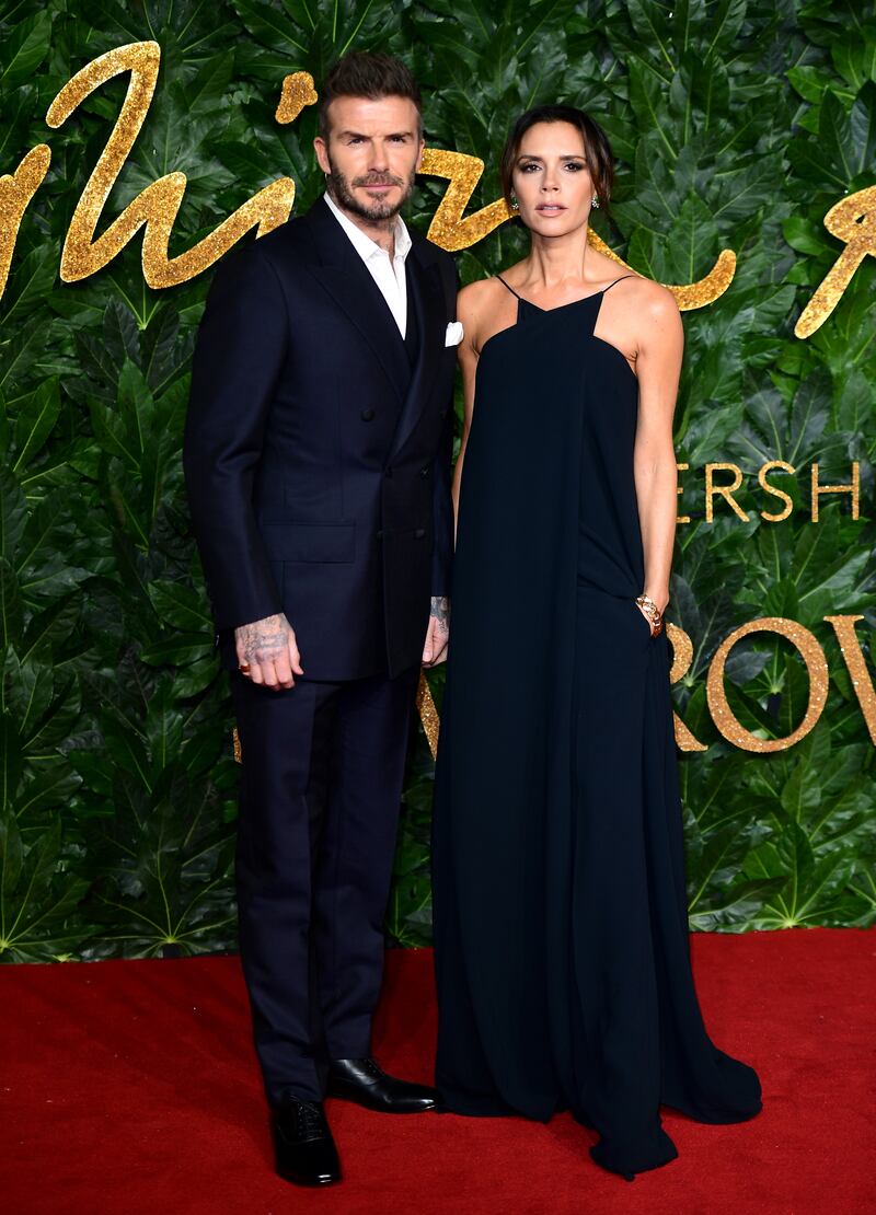 David and Victoria Beckham attending a fashion awards ceremony in the Royal Albert Hall in 2018. Photograph: Ian West/PA Wire
