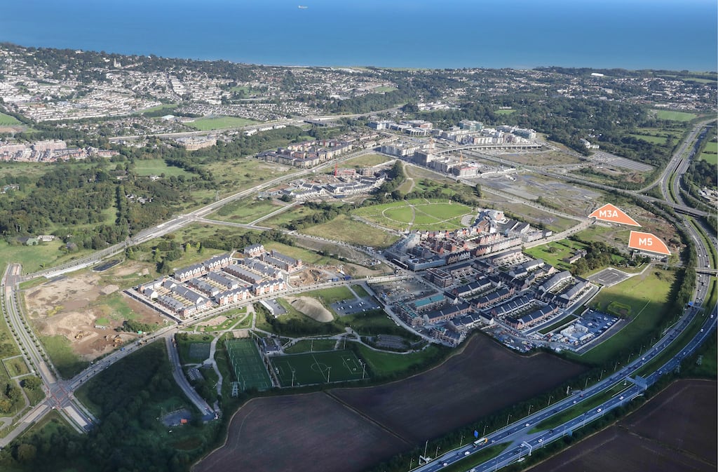 An aerial view of the M3A and M5 development sites at Cherrywood in south Dublin