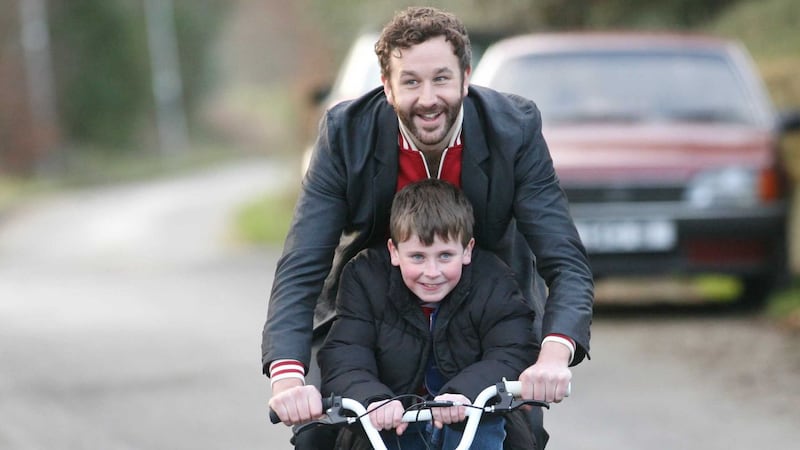 Chris O’Dowd and David Rawle, the stars of Moone Boy. Photograph: Brian Farrell