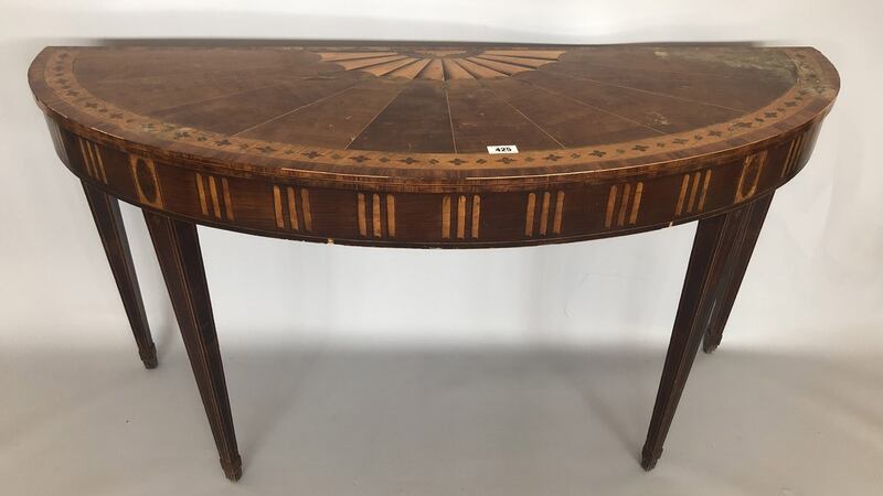 Irish 18th Century Demi Lune table for restoration, €1,000-€2,000