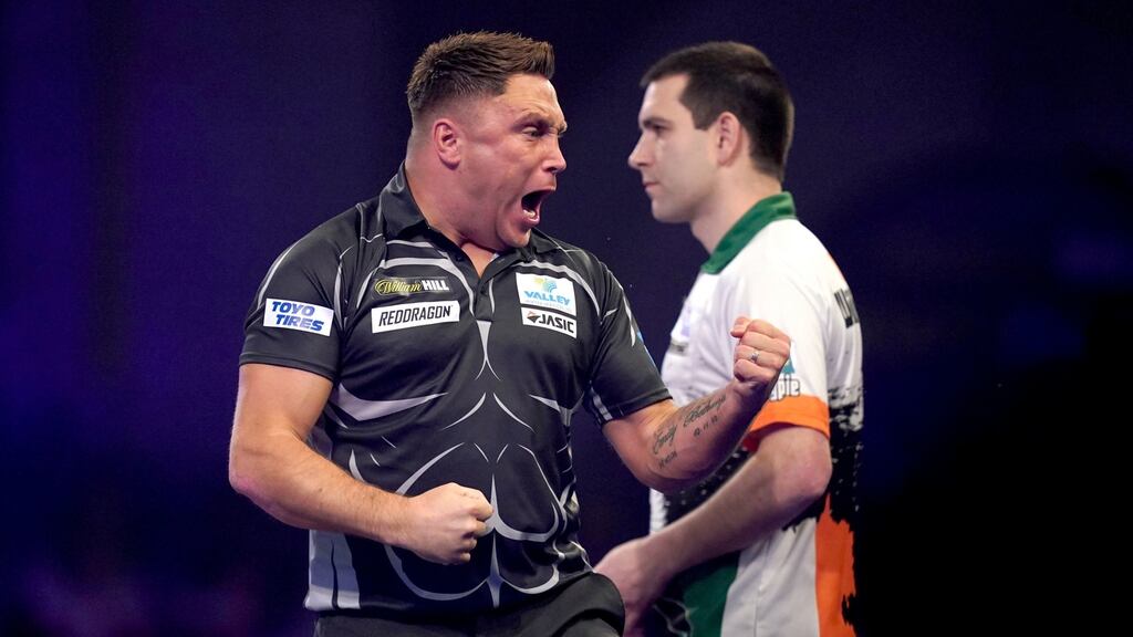 Gerwyn Price ended Willie O’Connor’s PDC World Championship campaign after some dramatic scenes. Photo: John Walton/PA Wire