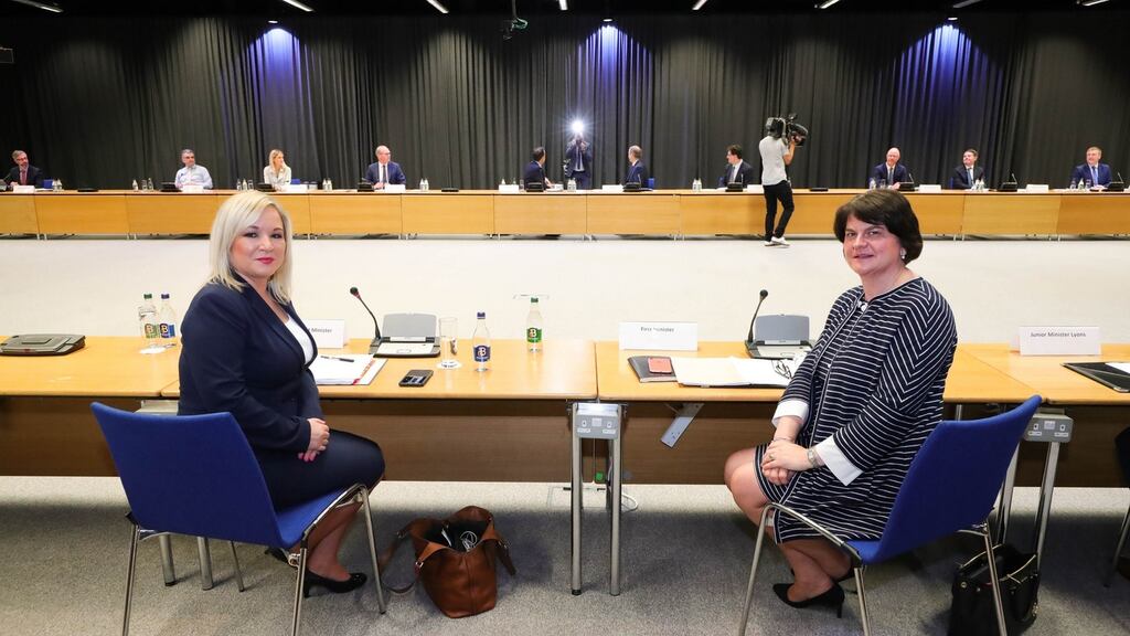 First Minister Arlene Foster and Deputy First Minister Michelle O’Neill have been urged to clarify the details of a teleconference with a senior Chinese official. File photograph: Kelvin Boyes/Press Eye/PA Wire