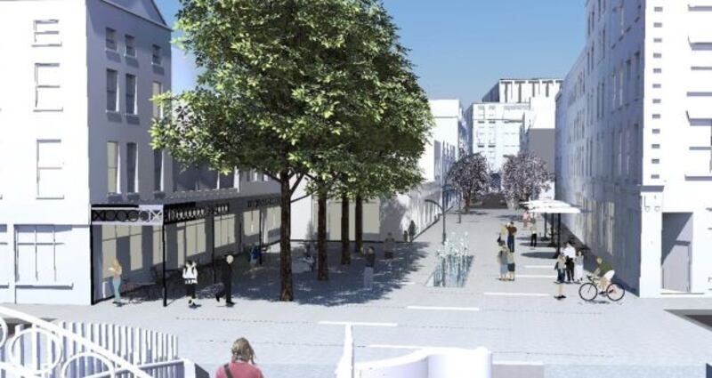 An artist’s impression of the original Liffey Street plaza plan which featured the ‘visually incongruous’ water fountain. Photograph: DHB Architects