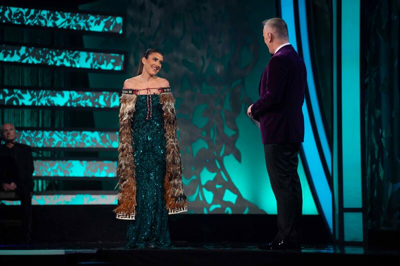 Keely O’Grady wore a korowai, a traditional garment, on stage. Photograph : Domnick Walsh/Eye Focus