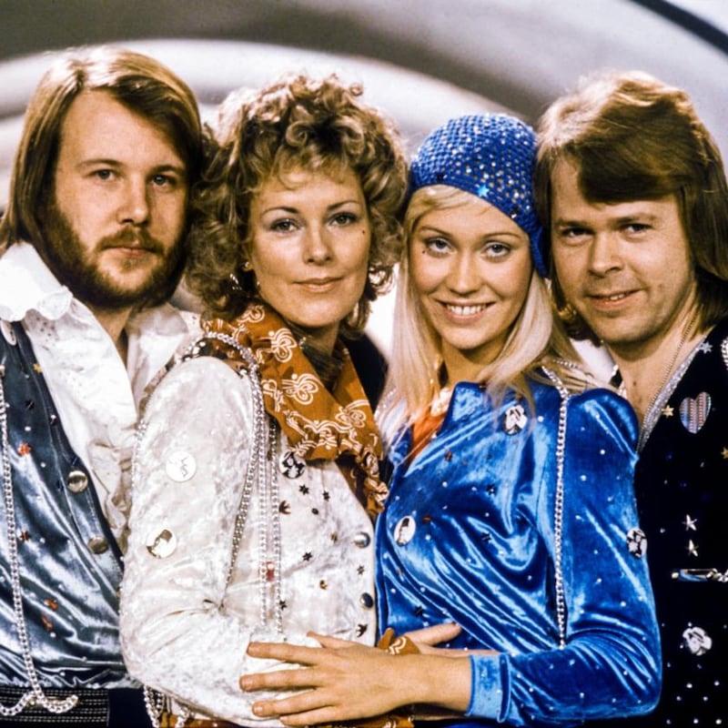 Abba in 1974 after winning the Swedish branch of the Eurovision Song Contest with Waterloo in 1974. Photograph: Olle Lindeborg/AFP/Getty