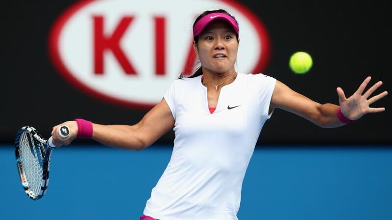 Li Na of China in action against Flavia Pennetta of Italy in the quarter-finals of the Australian Open in Melbourne. Photograph: Mark Dadswell/EPA
