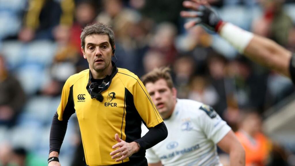 French referee  Jerome Garces:  Given Ireland’s penchant for competing in the air, the recent decisions by Garces may haunt them in Edinburgh.  Photograph: Inpho