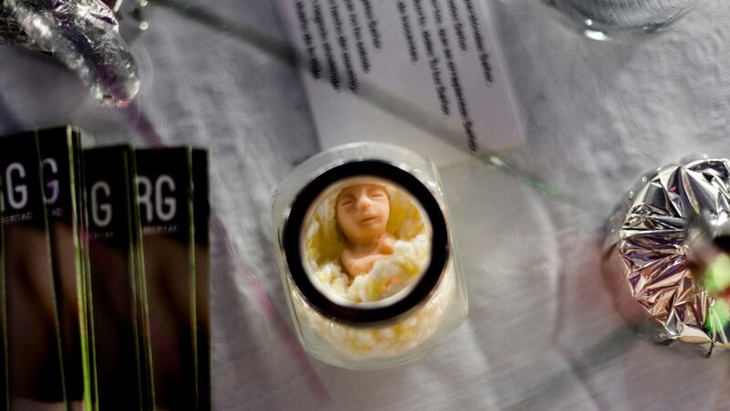 A plastic foetus in an exhibition against abortion in Antiguo Cuscatlán, El Salvador, on March 25th. Photograph: Fred Ramos/The New York Times