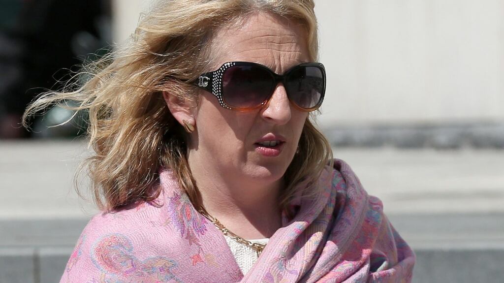 Widow of the late Cllr Willie Crowley, Claire Doyle, leaves the Dublin Circuit Criminal Court after a sentence hearing of Damian Klasinski. Photograph: Collins Courts.