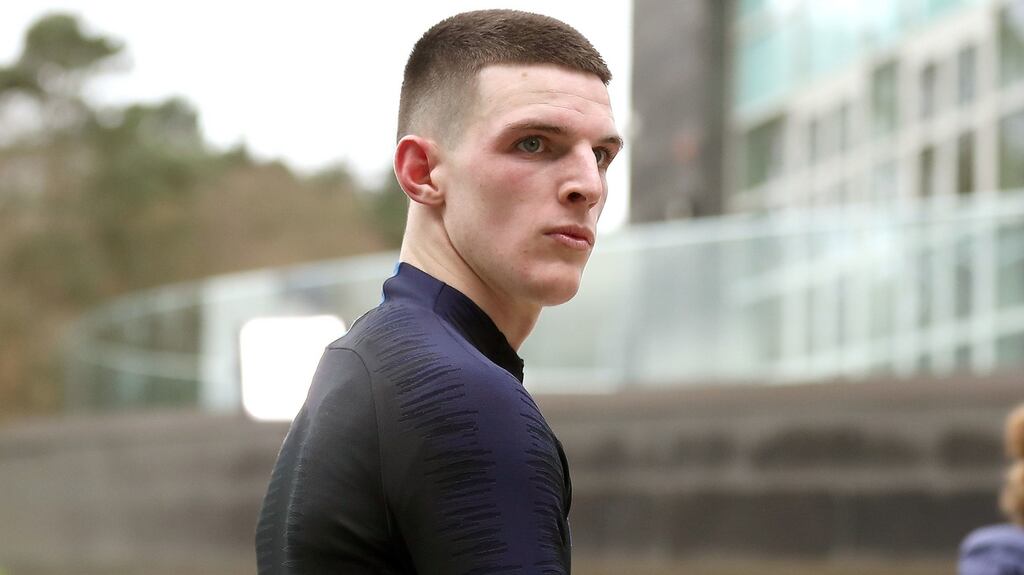 Declan Rice: “As you can hear, I am English. It was really good playing for Ireland. Now I’m just looking forward to the future and putting on an English shirt.” Photograph:    Martin Rickett/PA
