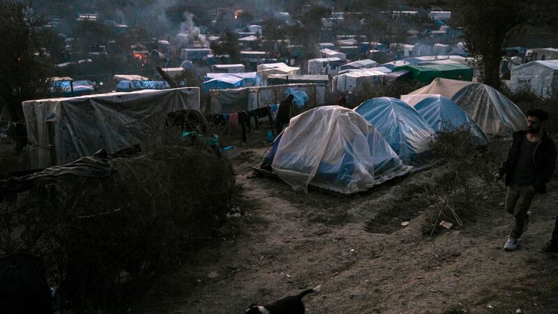 The makeshift camp next to the refugee camp of Moria on Lesbos, January 22nd. Photograph: Aris Messinis/AFP/ Getty