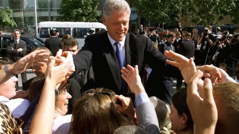 US president Bill Clinton outside the Waterfront Hall in Belfast, September 3rd, 1998. Photograph: Doug Mills/AP Photo