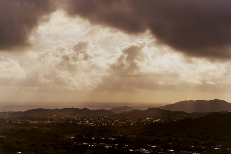 Low clouds over the island of Oahu, Hawaii. Photograph: Jake Michaels/The New York Times