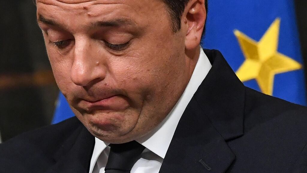Italian prime minister Matteo Renzi during a press conference in Rome on Sunday. Photograph: EPA