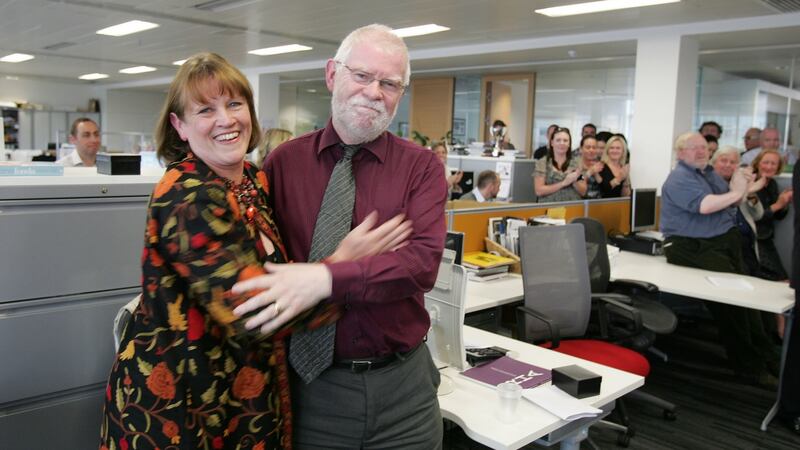 Former Irish Times Magazine editor Patsey Murphy with Gerard Smyth, poet and a former managing editor of The Irish Times