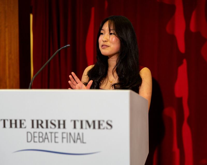 Athena Wu, of TCD's Hist, speaks. Photograph: John T Ohle Photography/The Irish Times