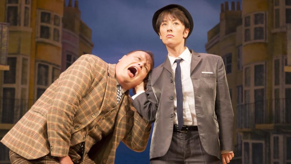 Gavin Spokes as Francis Henshall and Alicia Davies as Roscoe/Rachel Crabbe. Photograph: Johan Persson