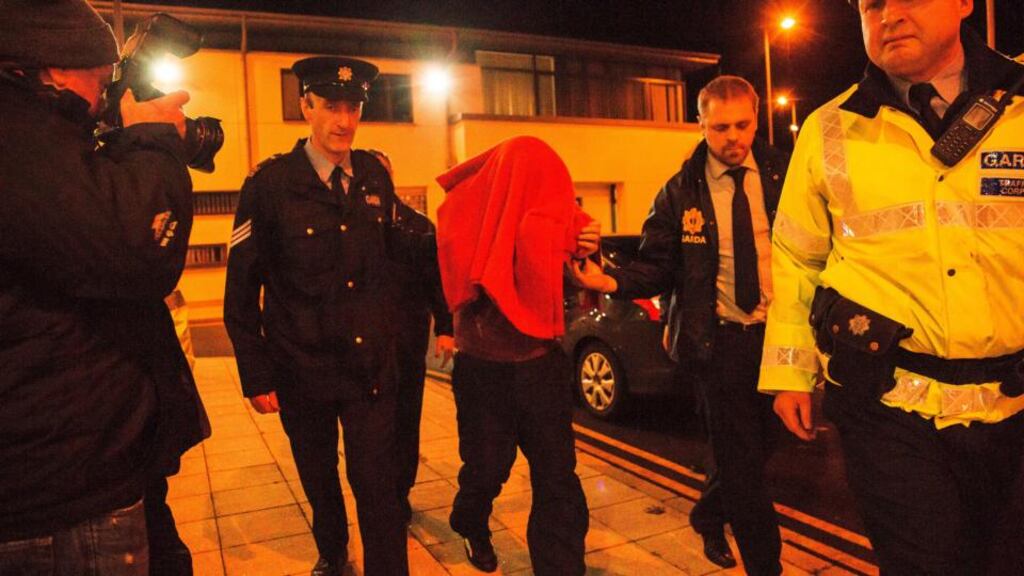 Julian Cuddihy arriving at a special sitting in Ballyshannon District Court on Friday night. Photograph: James Connolly/PicSell8