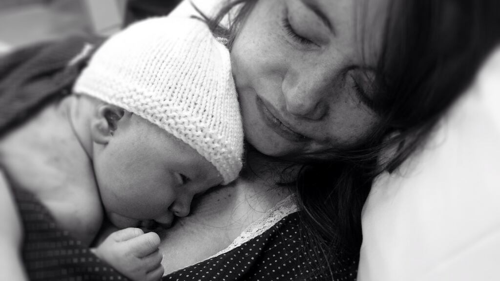 Charlie Vaughan, moments after his birth at Cavan General Hospital in 2013, with his mother Grace.