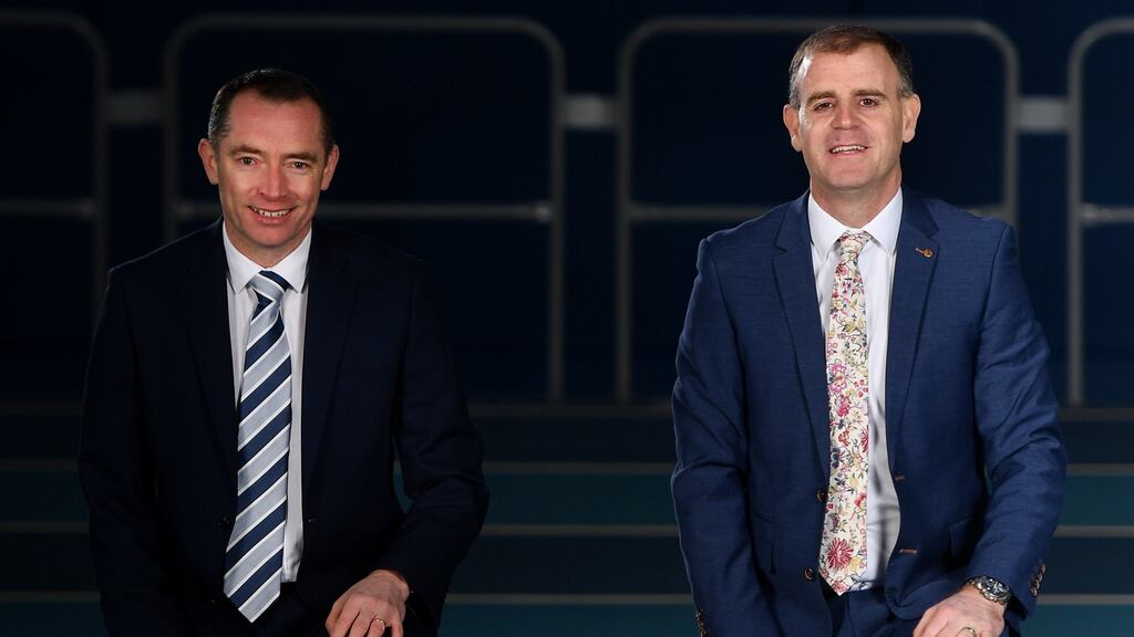 Gary Ryan, Project manager UL Beo and Dr Tom Comyns, PhD, Lecturer in Human Movement Science, University of Limerick, at the announcement of Irish Life Health as an official partner to Athletics Ireland. Photograph: Sam Barnes/Sportfile