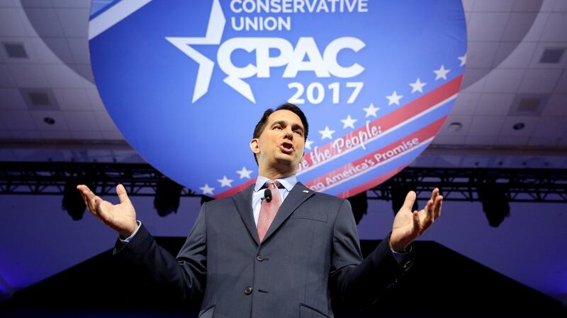 Wisconsin governor Scott Walker during the Conservative Political Action Conference in Maryland. Photograph: Joshua Roberts/Reuters